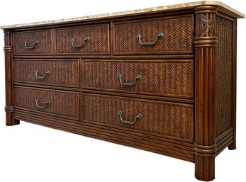 A Reed Dresser With Marble Top By Tommy Bahama