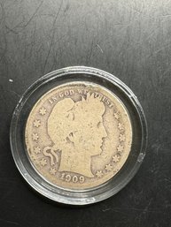 1909-S Barber Silver Quarter