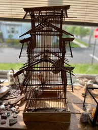 Large Vintage Wooden Birdcage