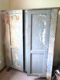 Antique 2 Door Cupboard With Some Gray Paint