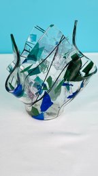 Art Glass Fused Glass Handkerchief Candle Holder