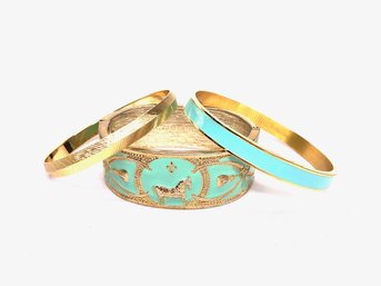 Enamel & Gold Tone Bangles & Cuffs Incl. Designer-signed