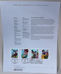 US STAMPS 1ST DAY OF ISSUE SHEET THE ART OF DISNEY CELEBRATION JUNE 30, 2005