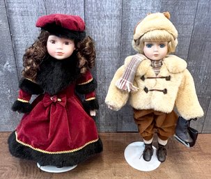 2 Vintage Porcelain Collectible Dolls