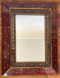 Vintage Reverse Painted Glass Framed Mirror