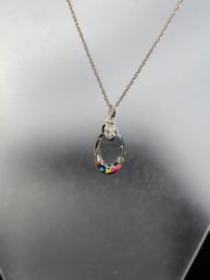 Milor Italy Sterling Set Rainbow Crystal Pendant Necklace