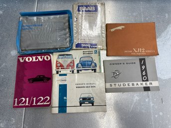 Collection Of Owner Manuals - Volvo, Audi,Jaguar 1975, 1960 Studebaker, Saab And A Vintage Volkswagen .