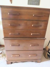Vintage High Top 5 Drawer Wood Dresser