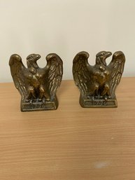 2 Piece Colonial Virginia Solid Brass Eagle Stop Figurine