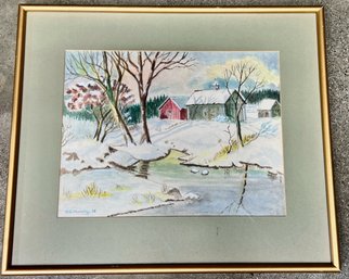 Watercolor Pencil On Paper, Winter Reflections, W.G. Murphy, '76