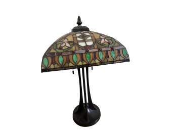 Large Antique Stained Glass Lamp