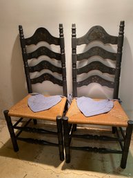 Vintage Hitchcock Style Ladder Back Chairs - Set Of 4