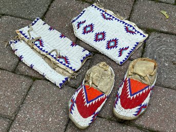 Native American Wampum Pouches And Shoes