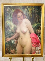 Signed Hungarian Artist Janos Czencz Oil Painting- Nude Female