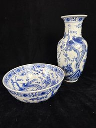 Handpainted Porcelain-ware Bowl And Vase