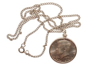 1776-1976 Half Dollar Coin Pendant With Chain