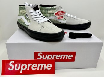 Rare Vans Supreme Dollar Bill White Skate Grosso M Sneakers, Size 29.5 (11.5), New In Box