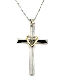 Sterling Silver Love Earth Designer Cross Pendant Necklace