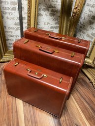 Vintage Set Of Shwayder Bros. Leather-wrapped Hard-sided Luggage By Samsonite