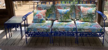 Vintage Iron Salterini Style Three Part Couch And Nesting Tables