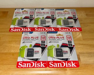 New Set Of 5 Sandisk 128GB Ultra Plus A1 MicroSD Cards