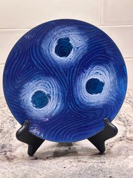 Don Andrick Signed And Hand Painted Cobalt Blue ZZZ Ceramic Plate