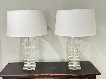 Stunning Pair Of Glass Lamps