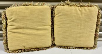 Pair Of Fringed Decorator Feather Pillows