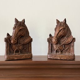 A Pair Of Polymer Equestrian Book Ends