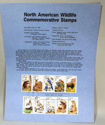 US STAMPS 1ST DAY ISSUE NORTH AMERICAN WILDLIFE SHEET JUN 13, 1987