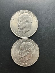 2 Eisenhower Dollars 1971, 1971-D