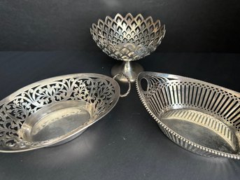 Group Of Sterling Silver Petite Pierced Dishes /4