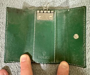 Embossed Rolex Green Leather Crown Logo Key Case