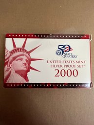 Beautiful 2000-S United States Mint Silver Proof Set With Original Mint Box And COA