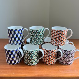 A Set Of 11 Jonathan Adler Geometric Coffee Mugs