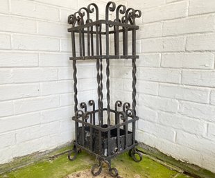 Vintage Wrought Iron Double Plant Or Umbrella Stand