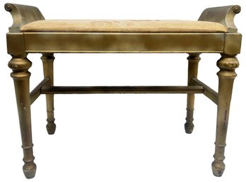 Vintage Painted Wood Upholstered Bench