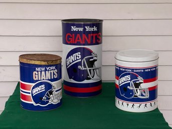 New York Giants Trash Can And 2 Tins