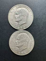 2 Eisenhower Dollars 1972, 1972-D