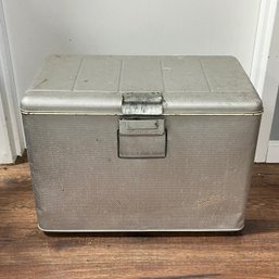 Vintage Aluminum Cooler With Atomic Pattern Insulated Lining