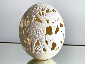 A Vintage Hand Carved Ostrich Egg