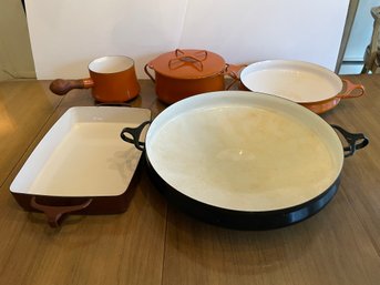 Collection Mid Century Modern Dansk Enameled Cookware.