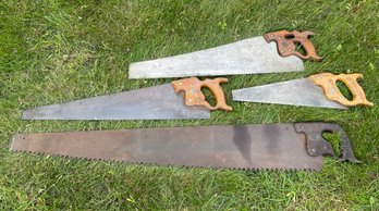Lot Of 4 Vintage Hand Saws DISSTON & SONS & 1 Unknown