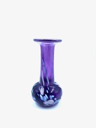 Handblown Amethyst Glass Bud Vase W/ Spotted Design