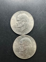 2 Eisenhower Dollars 1976, 1976-D