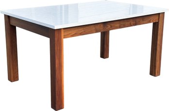 A Gorgeous Modern Teak Dining Table Or Desk With Cambria Marble Top