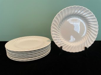 Sheffield USA Bone White Dinner Plates - Swirl Rim