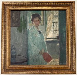 Rae Sloan Bredin Original Oil Painting On Canvas, In The Doorway (Appraised For $15,000)