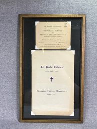 Hard To Find Franklin Delano Roosevelt Memorial Invitation - Program & Ticket Framed - April 17th 1945