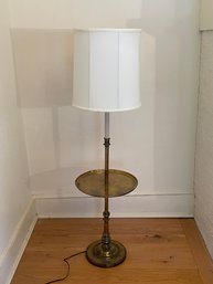 Vintage Brass Tray End Table Floor Lamp